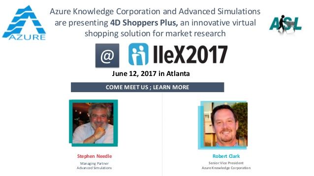 Azure Knowledge Corporation and Advanced Simulations are presenting. https://t.co/JQLDOBQuHp @GreenBook #mrx https://t.co/B1XdbC5Mb4
